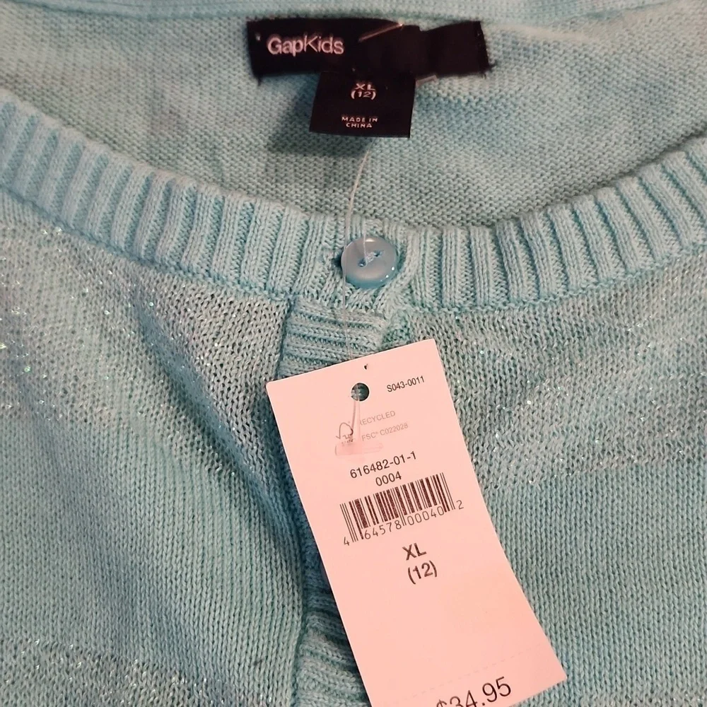 Gap Kids Teal Green Cardigan. NWT! Size XL.